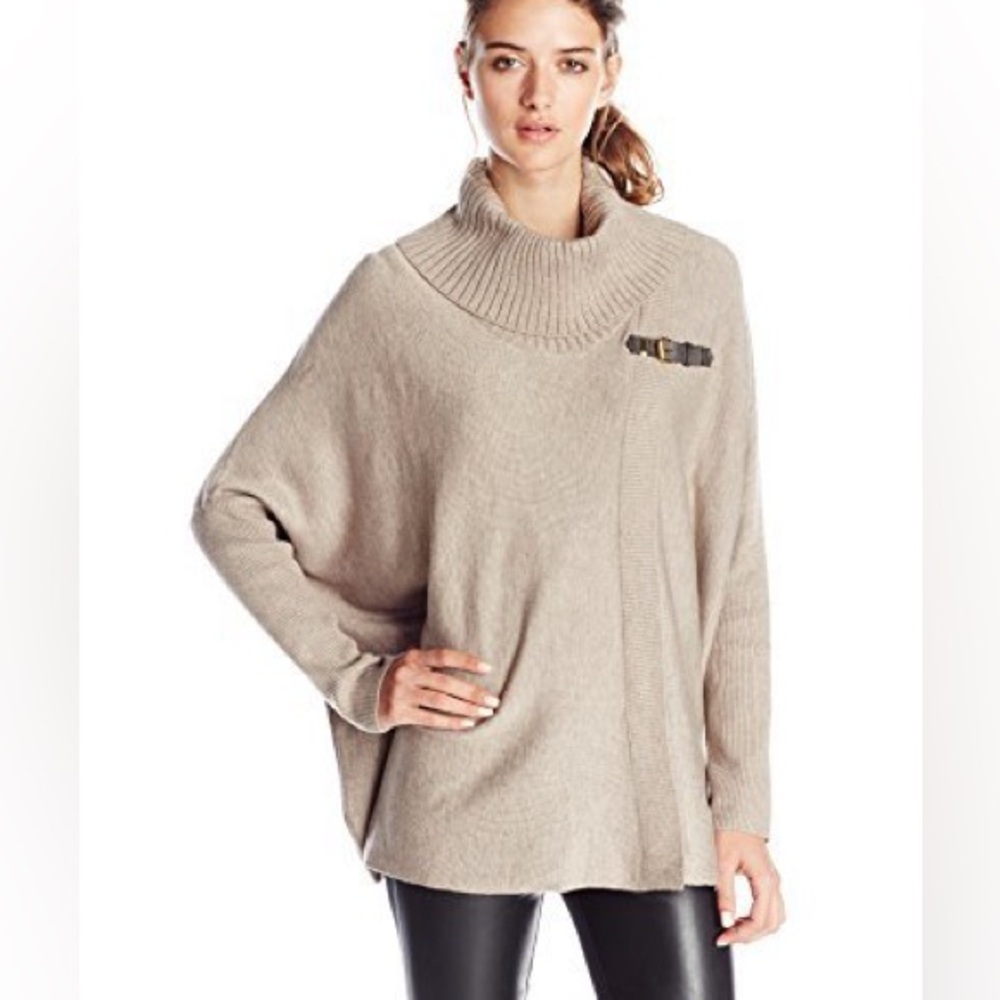 Calvin Klein Taupe Cowl Neck Sweater poncho